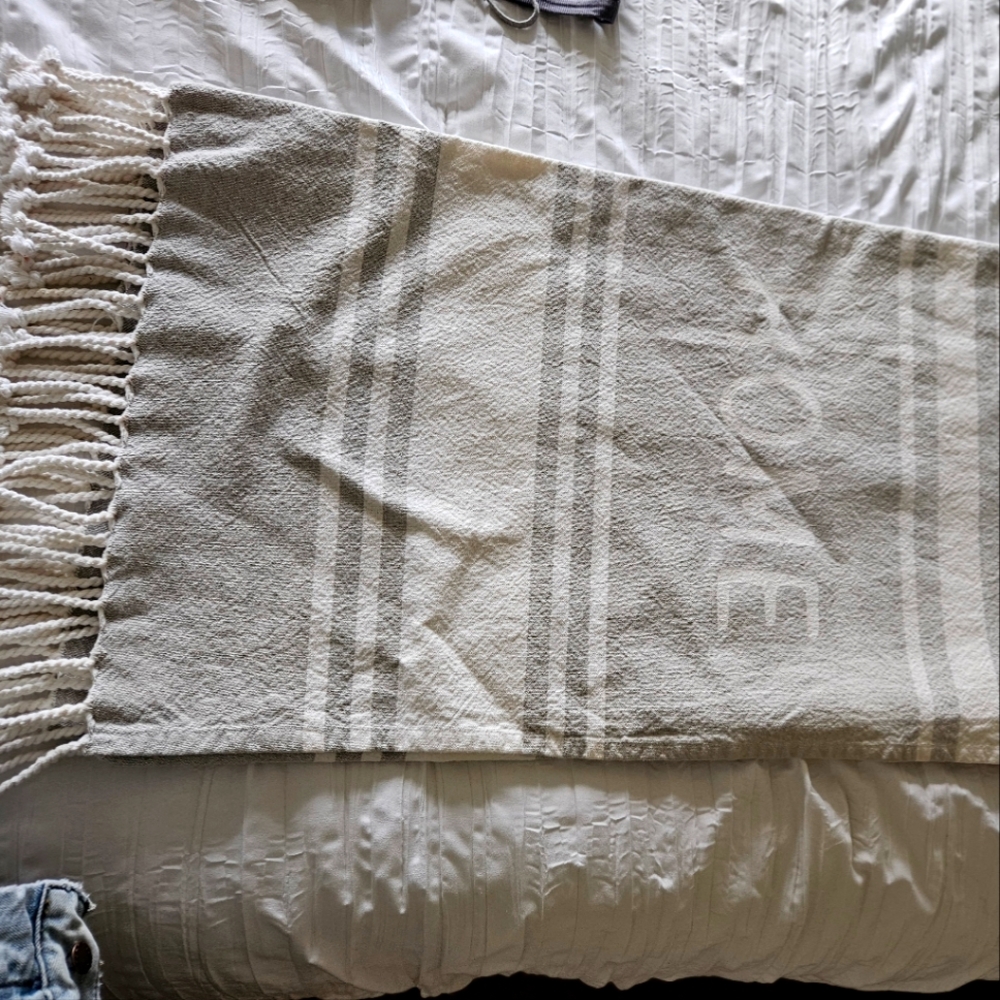 Sweet Home farmhouse blanket gray and white